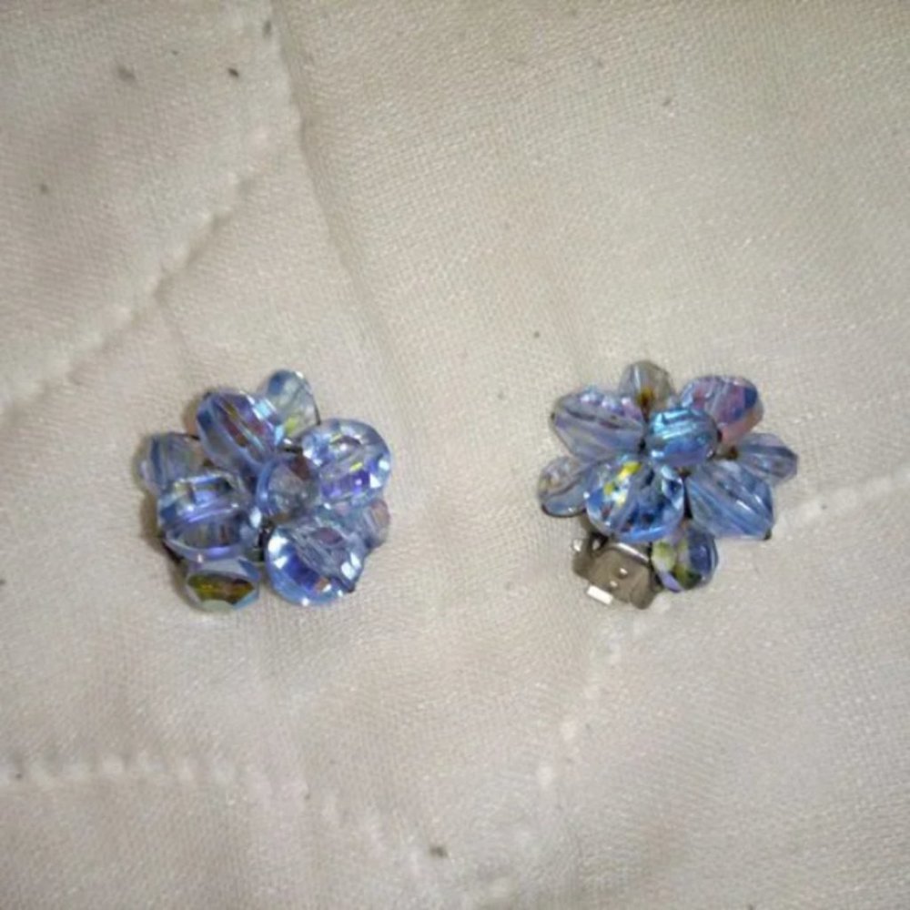 Vintage Blue Bead Earring Set